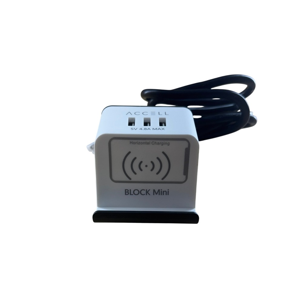ACCELL Block Mini White Power‎ Strip Surge Protector USB Wireless Charging